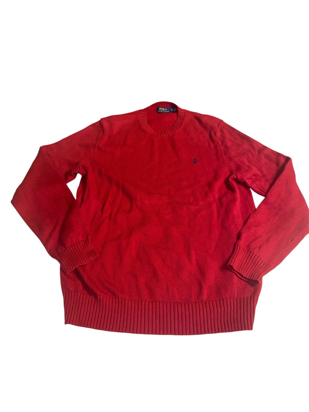 Polo Ralph Lauren Sweater Crewneck Red Navy Cotton Pullover Men’s Extra Large XL